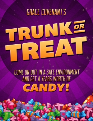 Trunk or Treat Fall Festival Celebration Flyer for Church