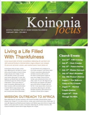 Palm Sunday Minstry Newsletter