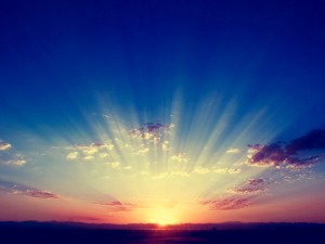 Sunrise Burst Landscape Christian Stock Photo