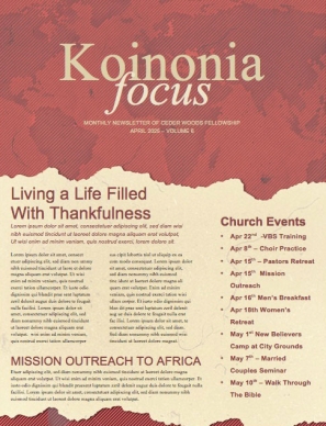 Short Term Mission Trip Religious Newsletter