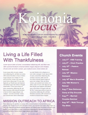 Summer Baptism Ministry Newsletter