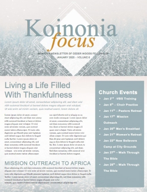 Winter Communion Sunday Church Newsletter