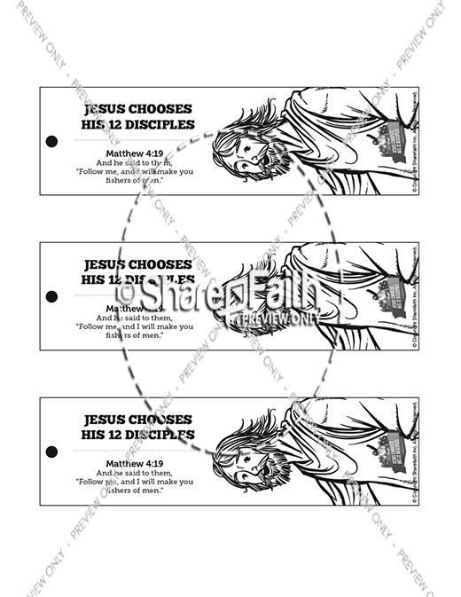 Jesus Chooses His 12 Disciples Bible Bookmarks