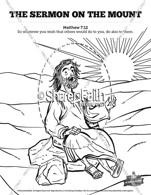 Sermon On the Mount (Beatitudes) Sunday School Coloring Pages