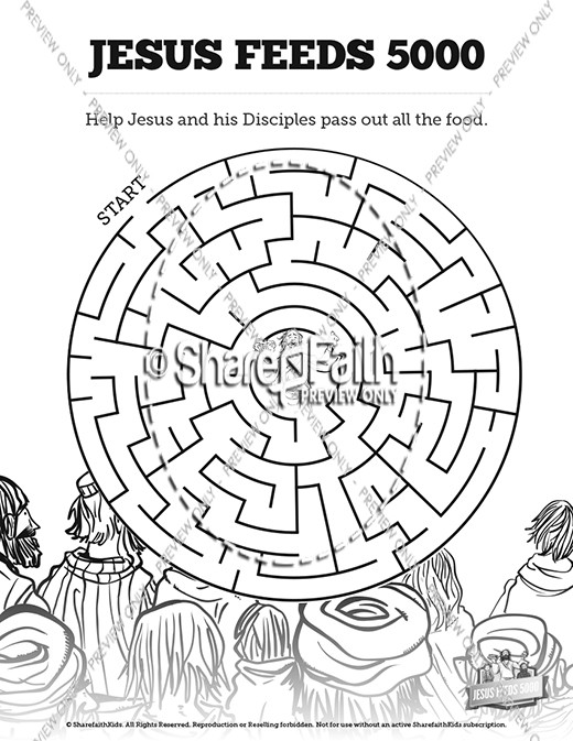 Jesus Feeds 5000 Bible Mazes