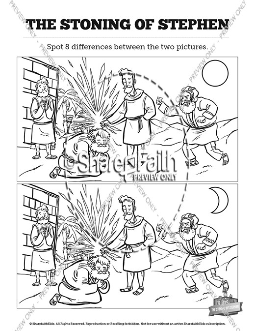 Acts 7 The Stoning of Stephen Kids Spot The Difference