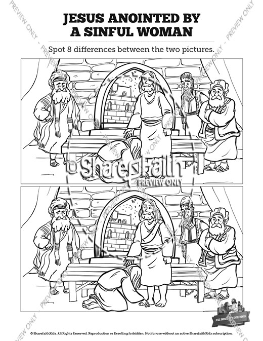 Luke 7 Woman Washes Jesus Feet Kids Spot The Difference