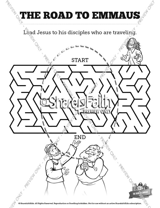 Luke 24 Road to Emmaus Bible Mazes