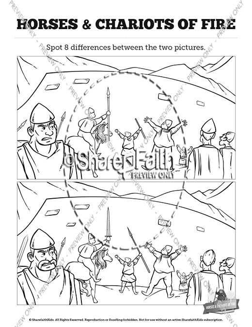 2 Kings 6 Horses and Chariots of Fire Kids Spot The Difference
