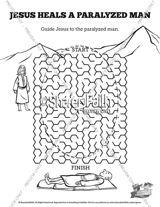 Luke 5 Jesus Heals The Paralytic Bible Mazes