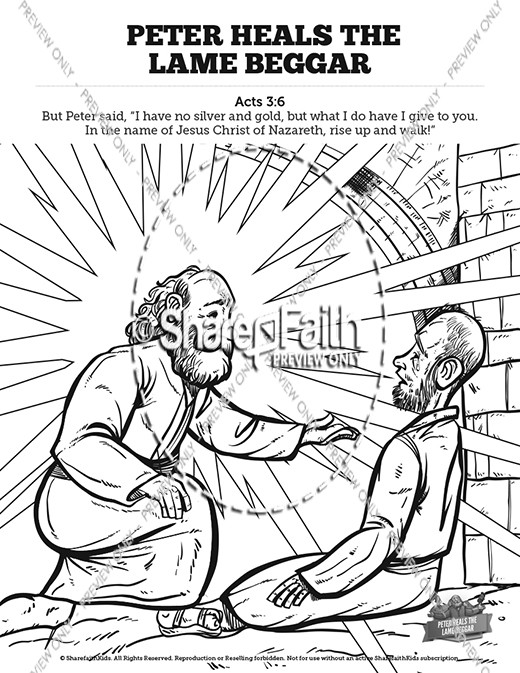 Acts 3 Peter Heals the Lame Man Sunday School Coloring Pages