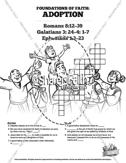 Romans 8 Adoption Sunday School Crossword Puzzles