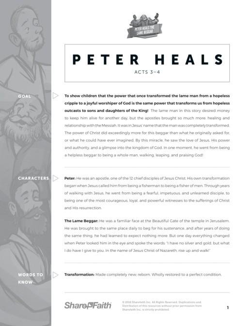 Acts 3 Peter Heals Sunday School Curriculum
