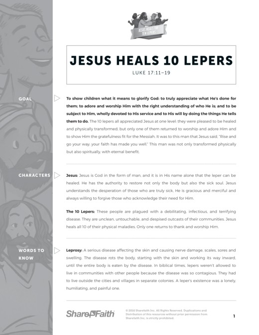 Luke 17 Ten Lepers Sunday School Curriculum