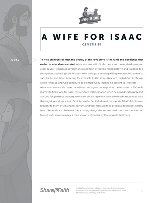 Genesis 24 Isaac And Rebekah Sunday School Curriculum