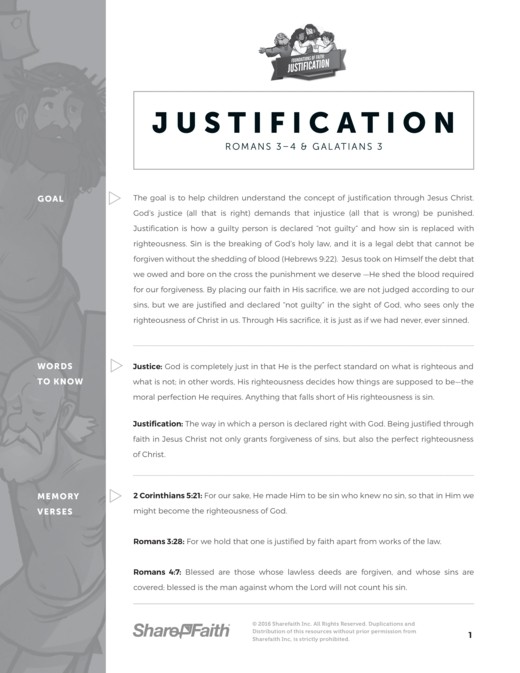 Romans 3 Justification Sunday School Curriculum