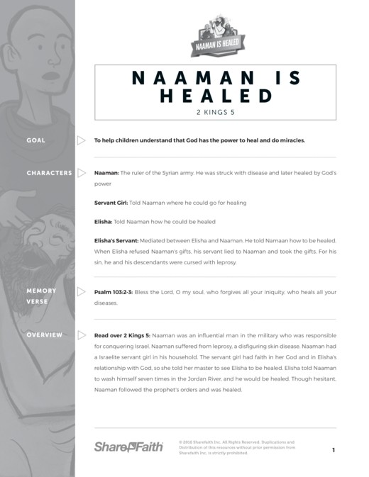 2 Kings 5 Naaman the Leper Sunday School Curriculum
