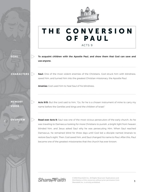 ShareFaith Media » The Acts 9 Paul’s Conversion Sunday School