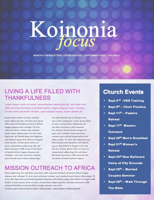 Set Apart Church Newsletter Template