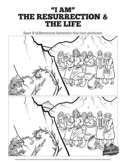 John 11 I am the Resurrection and the Life Kids Spot the Difference