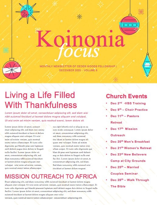 Merry Christmas Ornaments Church Newsletter