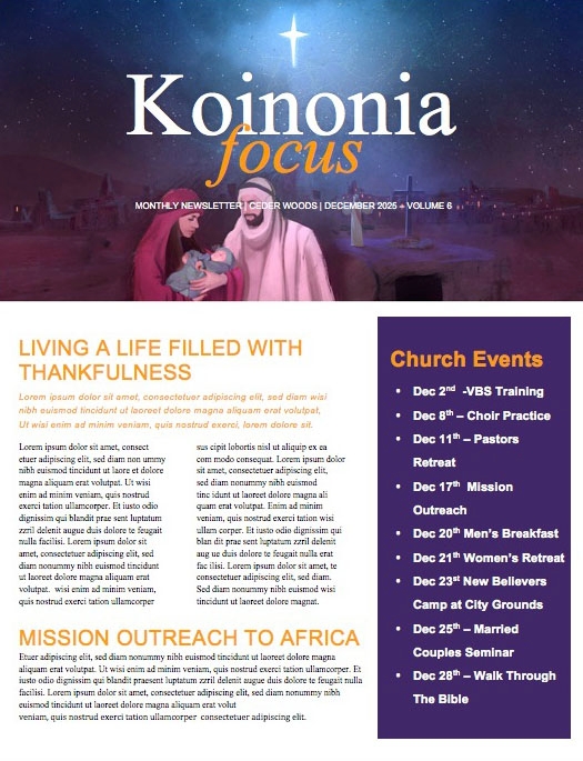A Savior is Born Christmas Church Newsletter