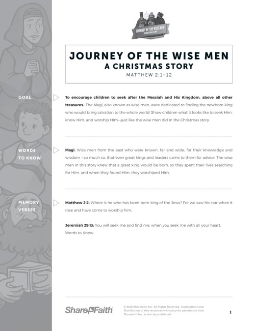 Matthew 2 Journey of the Wise Men: The Magi Christmas Story Curriculum