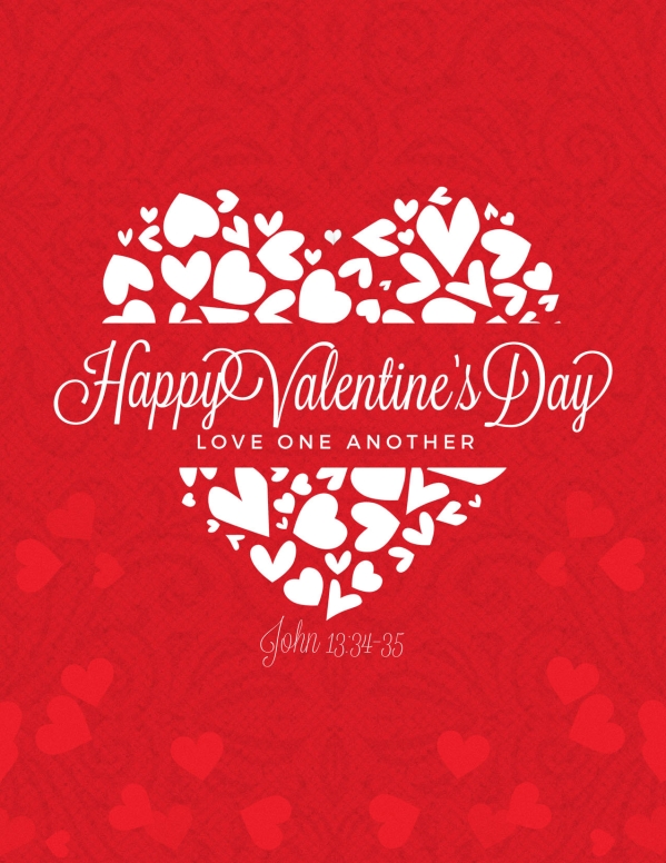 Happy Valentine's Day Love One Another Church Flyer