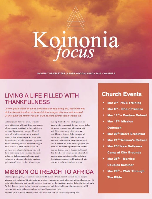 Easter Sunday Service Church Newsletter