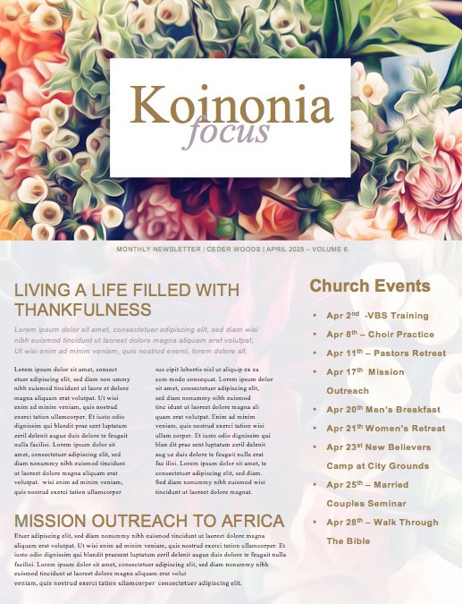 Easter Flower Church Newsletter