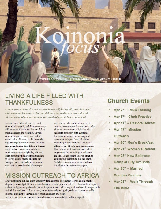 Palm Sunday Hosanna In The Highest Newsletter