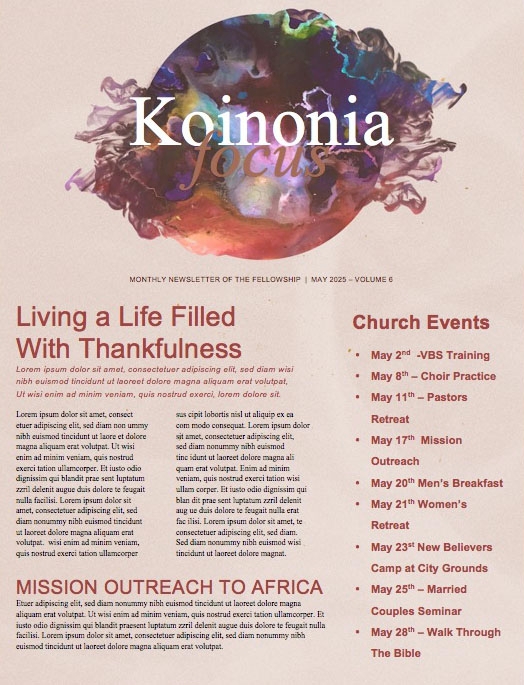 Holy Spirit Pentecost Church Newsletter