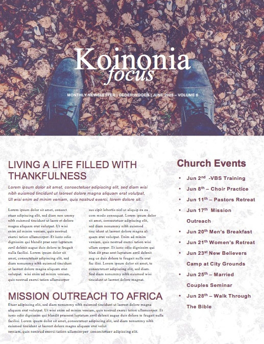 Let Your Yes Mean Yes Church Newsletter