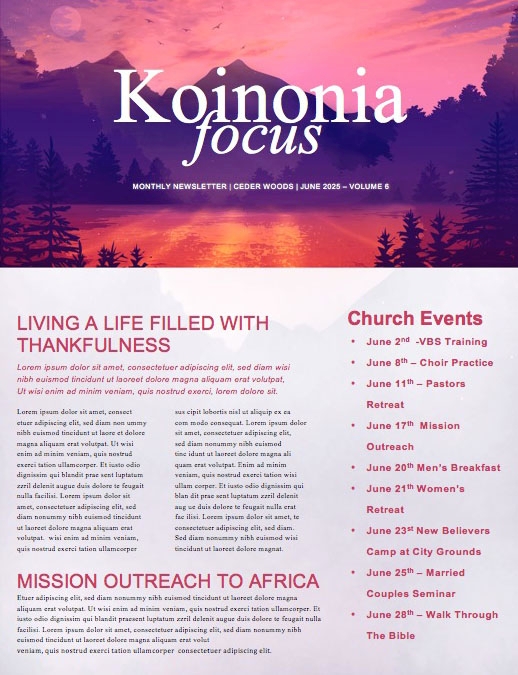 Church Summer Camp Newsletter
