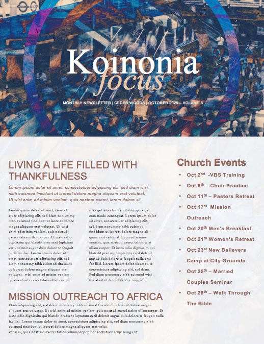 Counter Culture Church Newsletter Template