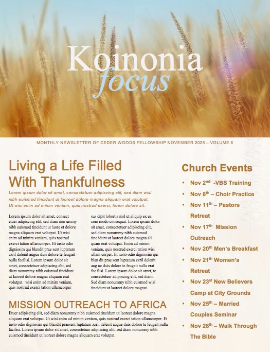 Thanksgiving Harvest Church Newsletter Template