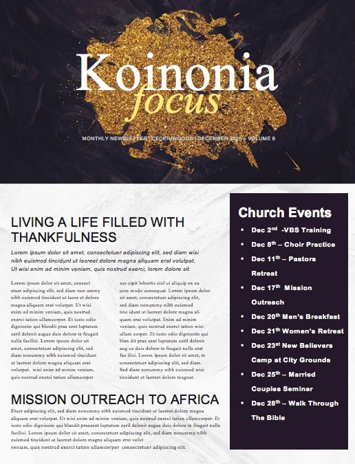New Year's Eve Church Newsletter