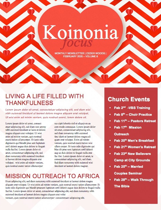 Valentine's Day Chevron Newsletter Template