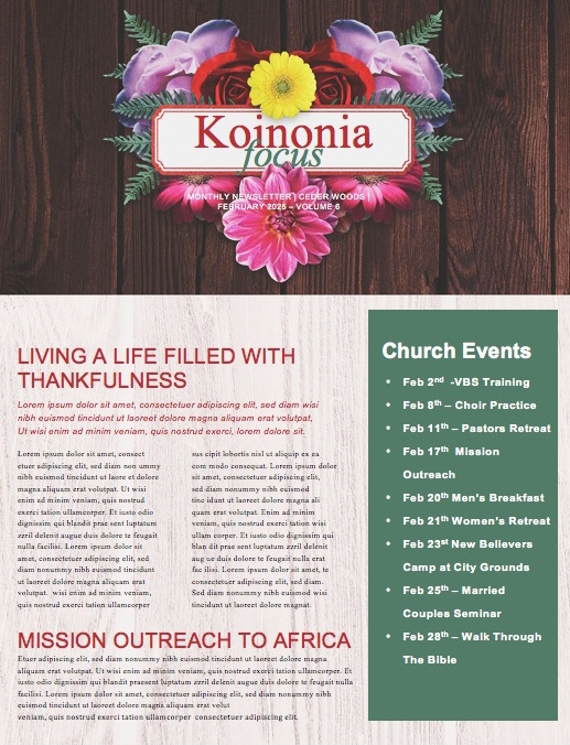 Valentine's Day Floral Church Newsletter Template