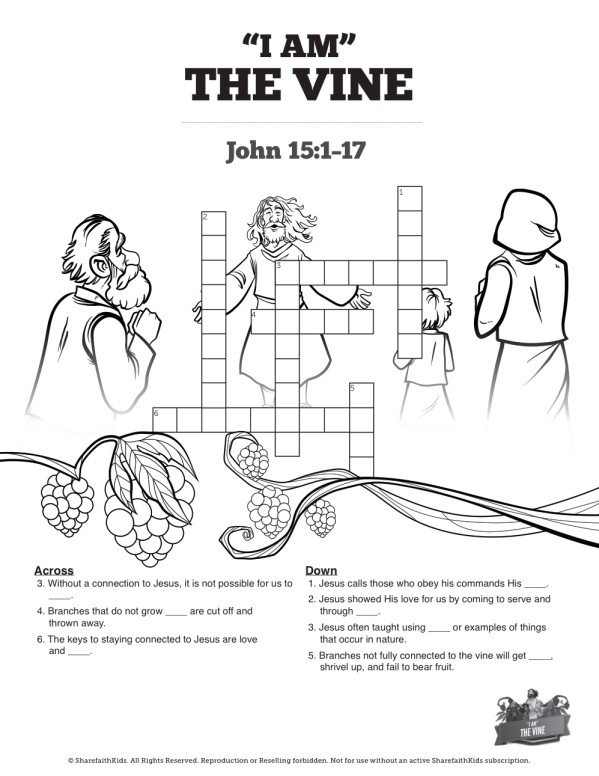 ShareFaith Media » John 15 I Am The Vine Sunday School Crossword Puzzles ShareFaith Media