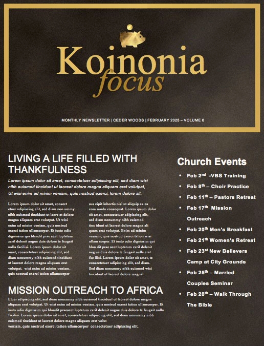 Financial Freedom Church Newsletter Template
