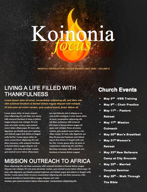 Pentecost Gift Of The Holy Spirit Newsletter Template