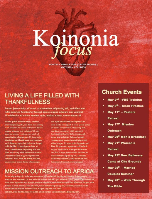 The Heart Of Prayer Newsletter Template