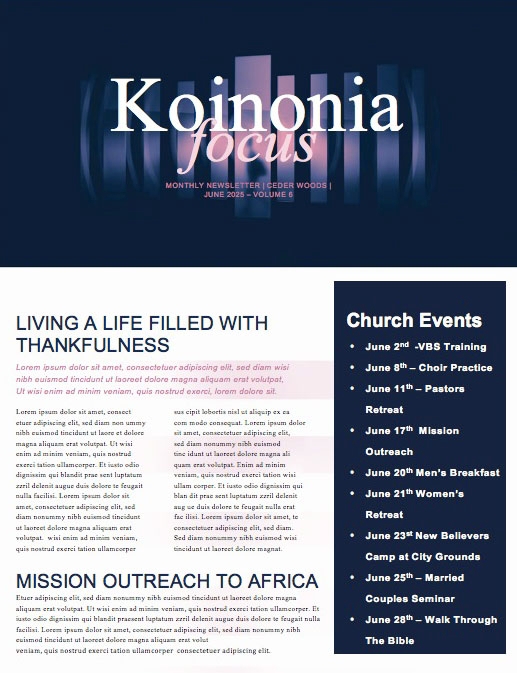 Prodigal Son Church Newsletter Template