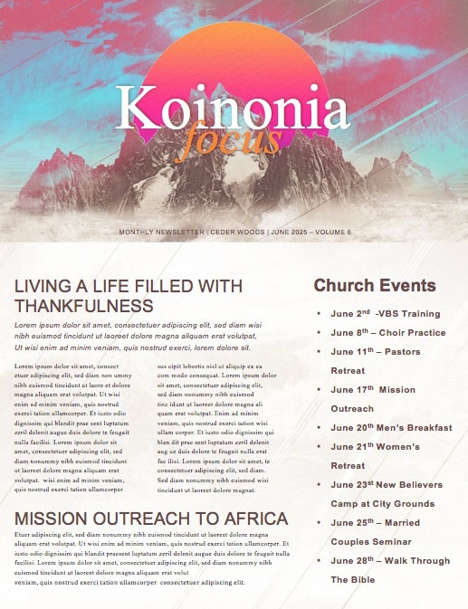 Unshakeable Faith Sermon Series Newsletter Template