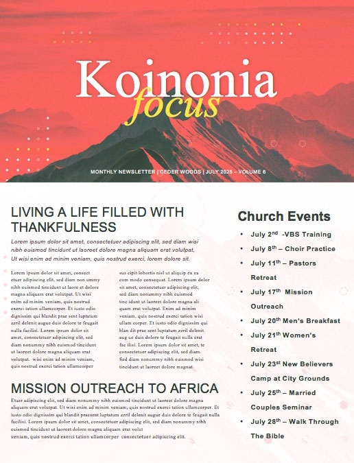 Vision Sunday Red Mountains Church Newsletter