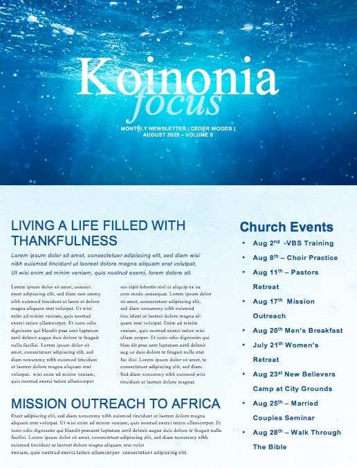 Baptism Sunday Church Newsletter