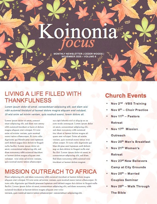 Happy Thanksgiving Holiday Newsletter Template