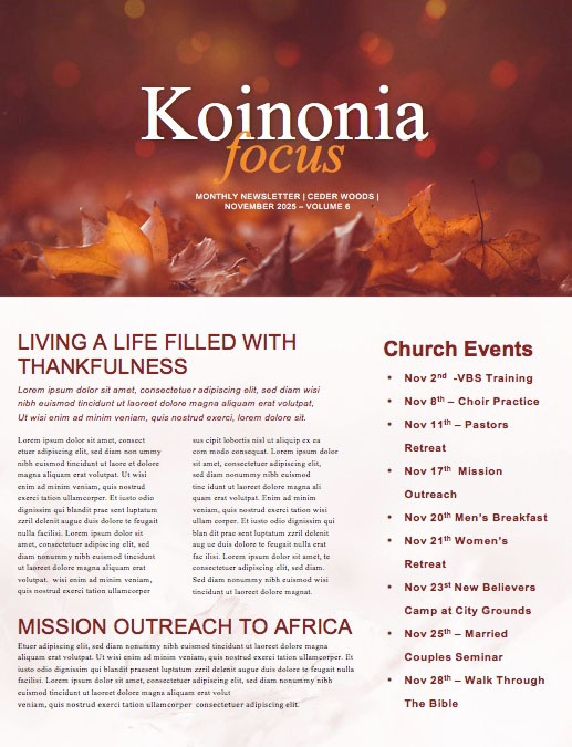 Give Thanks In All Circumstances Newsletter
