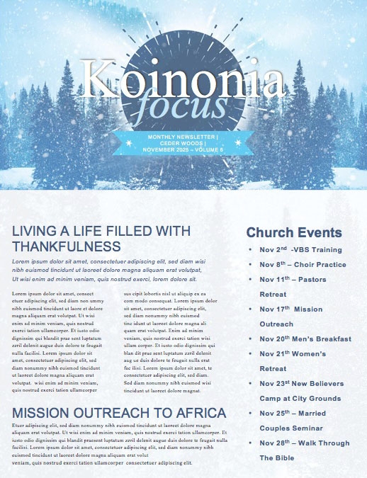Winter Retreat Snowy Church Newsletter